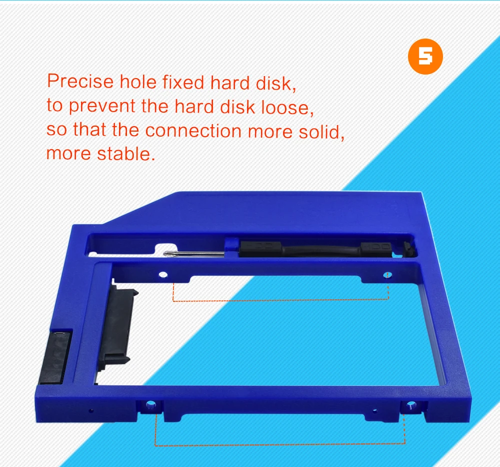 TISHRIC синий пластик Optibay 2nd HDD Caddy Box 9,5 мм SATA 3,0 для 9/9. 5 мм 2," SSD адаптер CD DVD HDD чехол Корпус для ноутбука