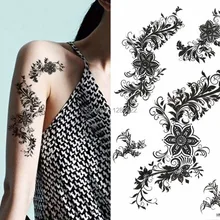 3 листа модная временная татуировка из хны тату наклейки женские Вечерние боди-арт