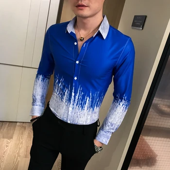 

Streetwear Shirt Men Dress Slim Fit Night Club Party Tuxedo 3XL Camisa Hombre Autumn New Men Shirt Fashion 2019 Men Shirts