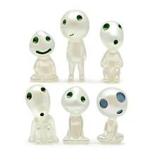 6 шт./лот студия GHIBLI Miyazaki фигурка Принцесса Мононоке лесной дух эльф Kodama Светящиеся в темноте