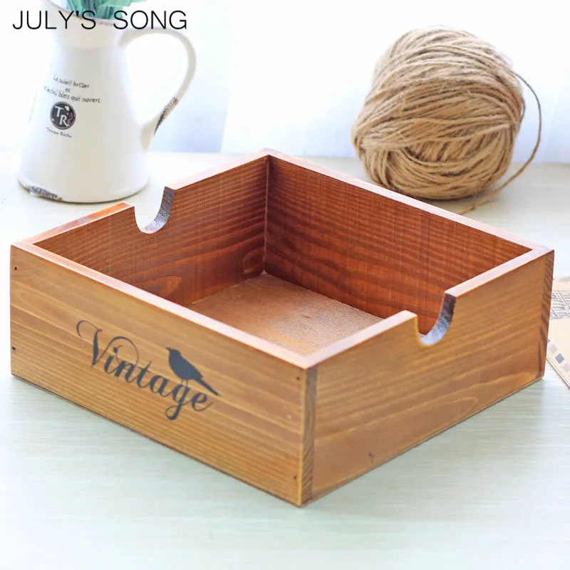 JULY'S SONG Wooden Storage Box Wood Trays For Crafts Home Organization Sundries Container Tool
