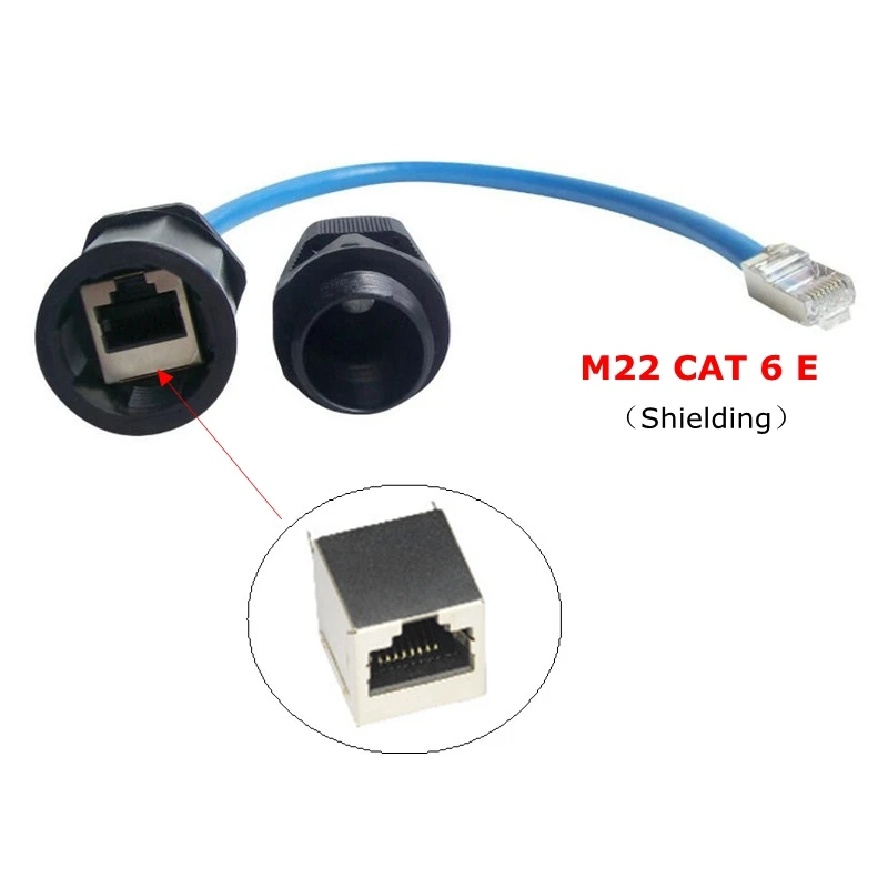 

0.25M CAT6E RJ45 Waterproof M22 shielding network cable Ethernet CAT6 RJ 45 IP68 Water proof connector for outdoor AP IP Camera