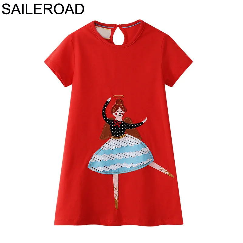 SAILEROAD/платье для маленьких девочек с аппликацией в виде жирафа; коллекция года; детские летние платья для девочек; одежда из хлопка; детское платье