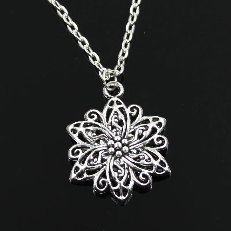

new fashion flower Pendants round cross chain short long Mens Womens silver necklace Jewelry Gift