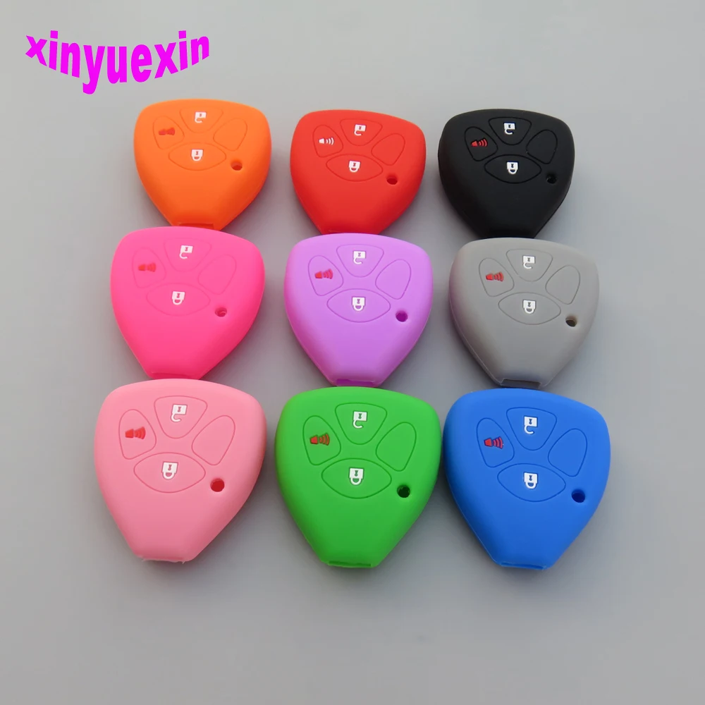 

Xinyuexin Silicone Car Key Cover FOB Case For Toyota RAV4 Yaris Matrix Remote Key Jacket Case Car-stying With 3 Buttons No Logo