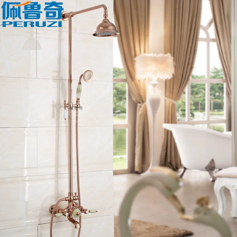 Antique Continental golden shower natural jade suit shower mixing valve