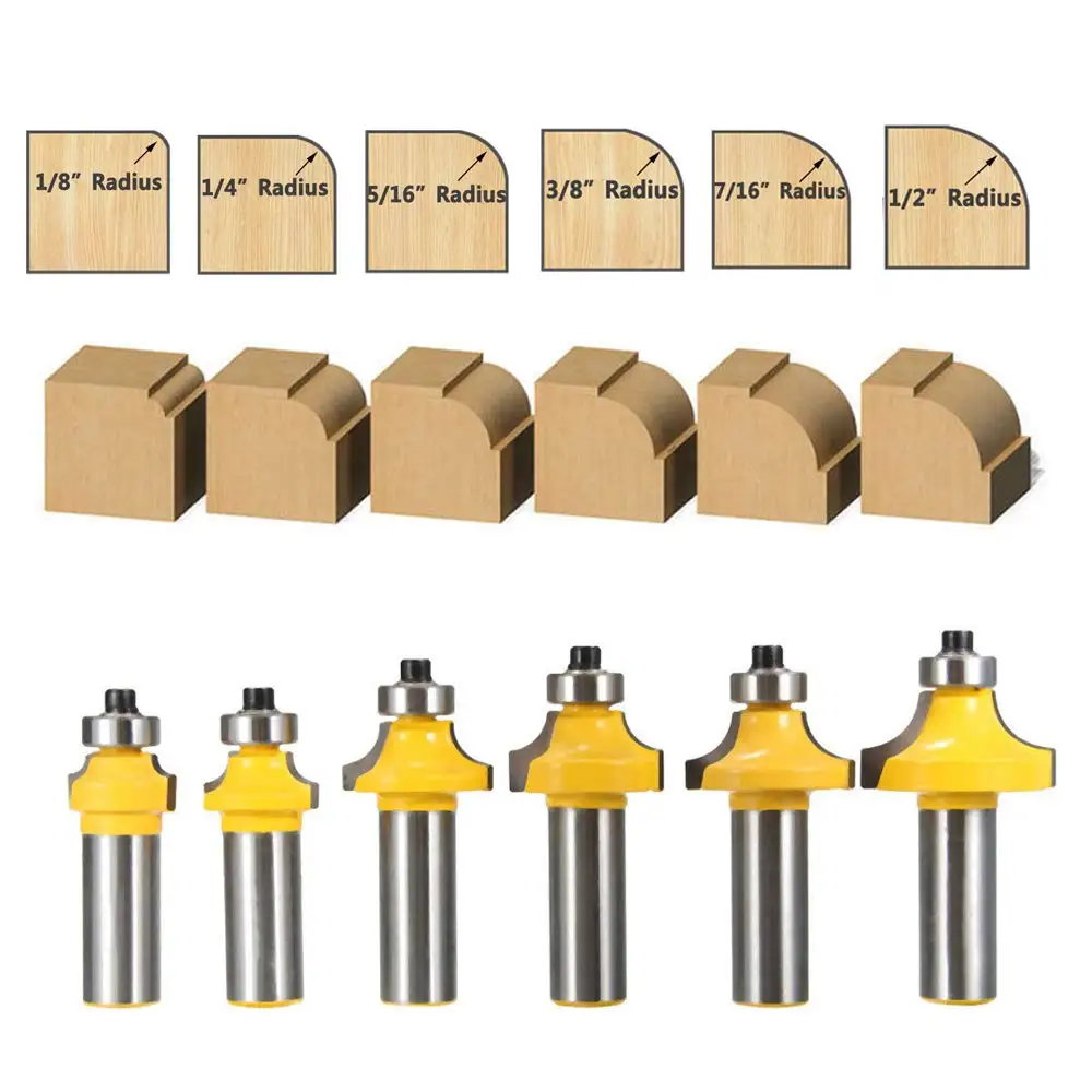 1//4 Inch Shank Round Over Edging Router Bit 1//8 Inch Radius Router Bit Woo NEW