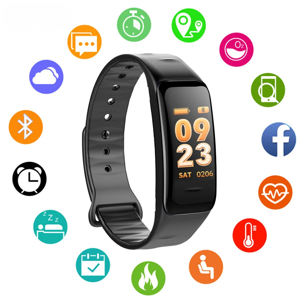 YUEDAER Bluetooth Smart Wristband Color Screen Heart Rate Monitor Fitness Bracelet Activity Tracker Blood Pressure Oxygen Watch