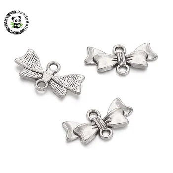 

50pcs Bowknot Shape Alloy Links for Jewelry Making DIY Bracelet Lead Free & Cadmium Free & Nickel Free 20x10x3mm Hole: 2mm