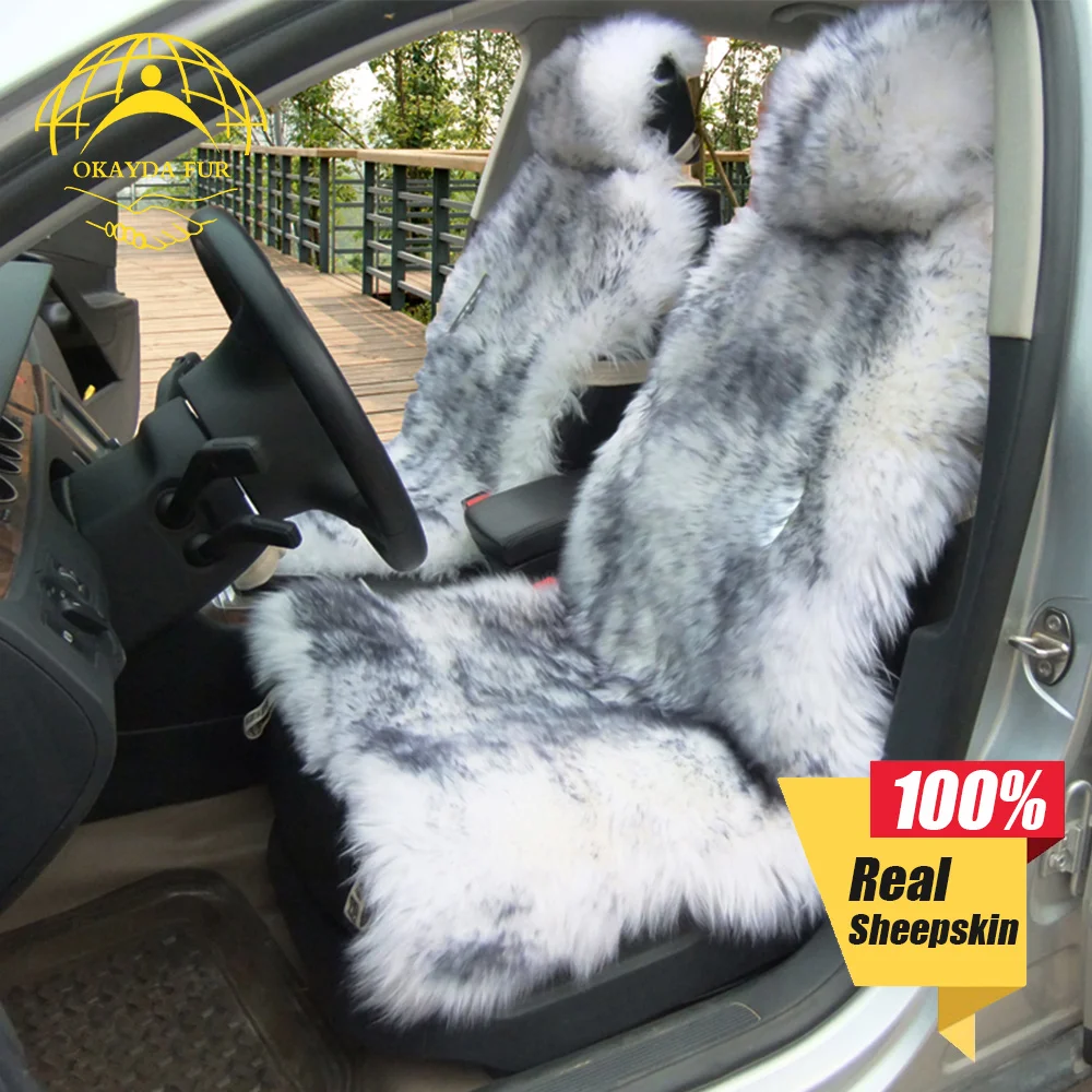 OKAYDA RU2 100% Natural fur Australian sheepskin car seat cover Long Hair universal cushion car seat protector  fur seat cover 