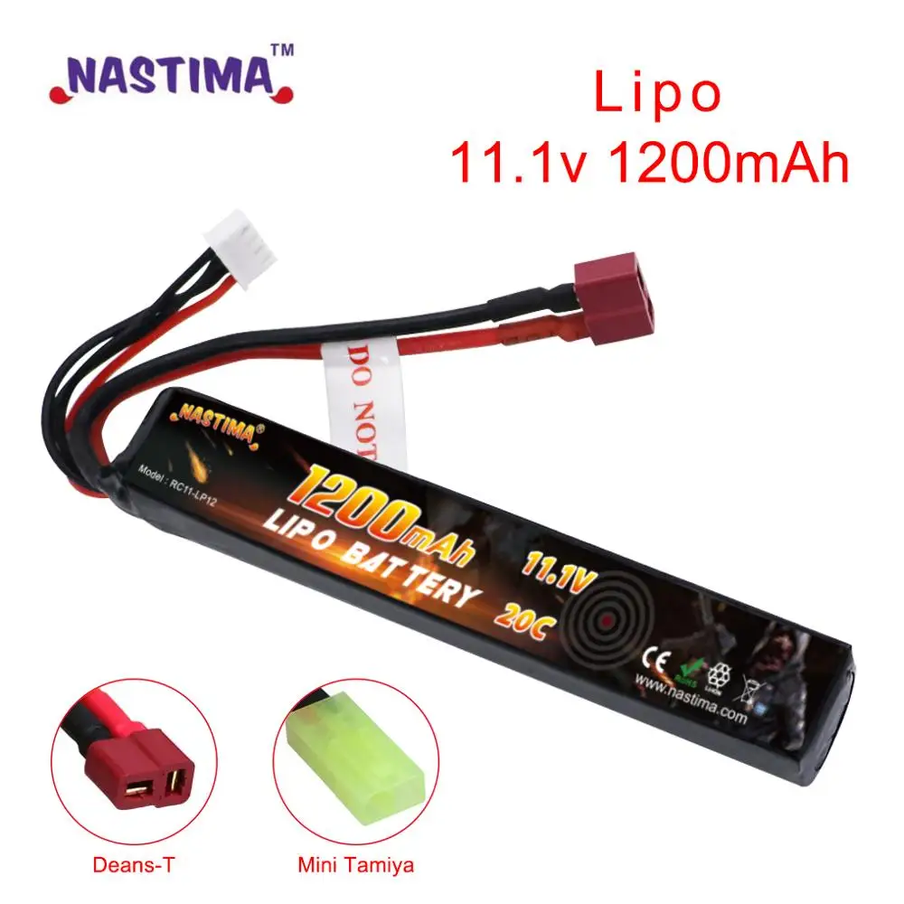 

Nastima LiPo 11.1V 1200mAh 20C Max 50C 3S Airsoft guns Battery Pack Mini Tamiya or Deans-T plug RC Model Helicopter Quadcopter