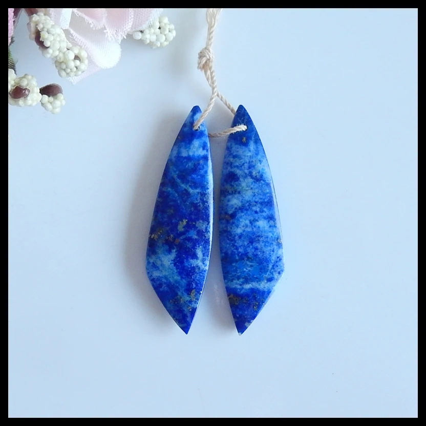 

Natural Gemstone Lapis Lazuli fashion woman Earring,Fashion Jewelry For Women Earring pair Accessories,39x11x4mm,5.2g