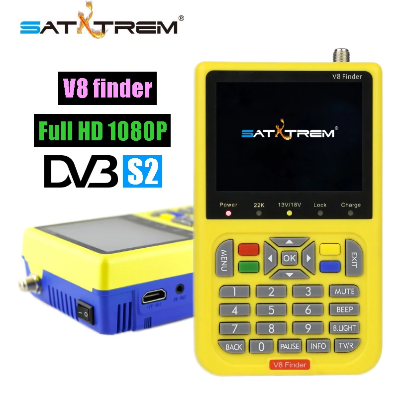 

Satxtrem V8 Finder Digital Satellite TV Finder Full HD 1080P DVB S2 SATV 3.5 inch LCD Display 3000mAh Sat Meter Receiver Box