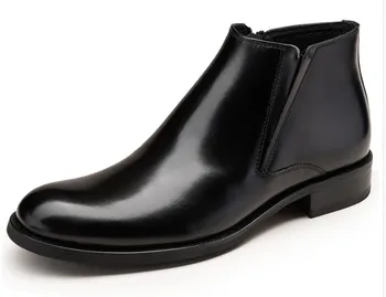 

New Style Men Popular Fashion Round Toes Genuine Leather Side Zipper Ankle Boots Men England Style Youth Classical Ankle Boots