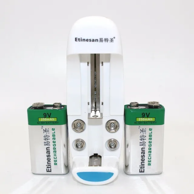 2pcs Etinesan 9v 250mAh Ni MH Rechargeable 9 Volt microphone Battery