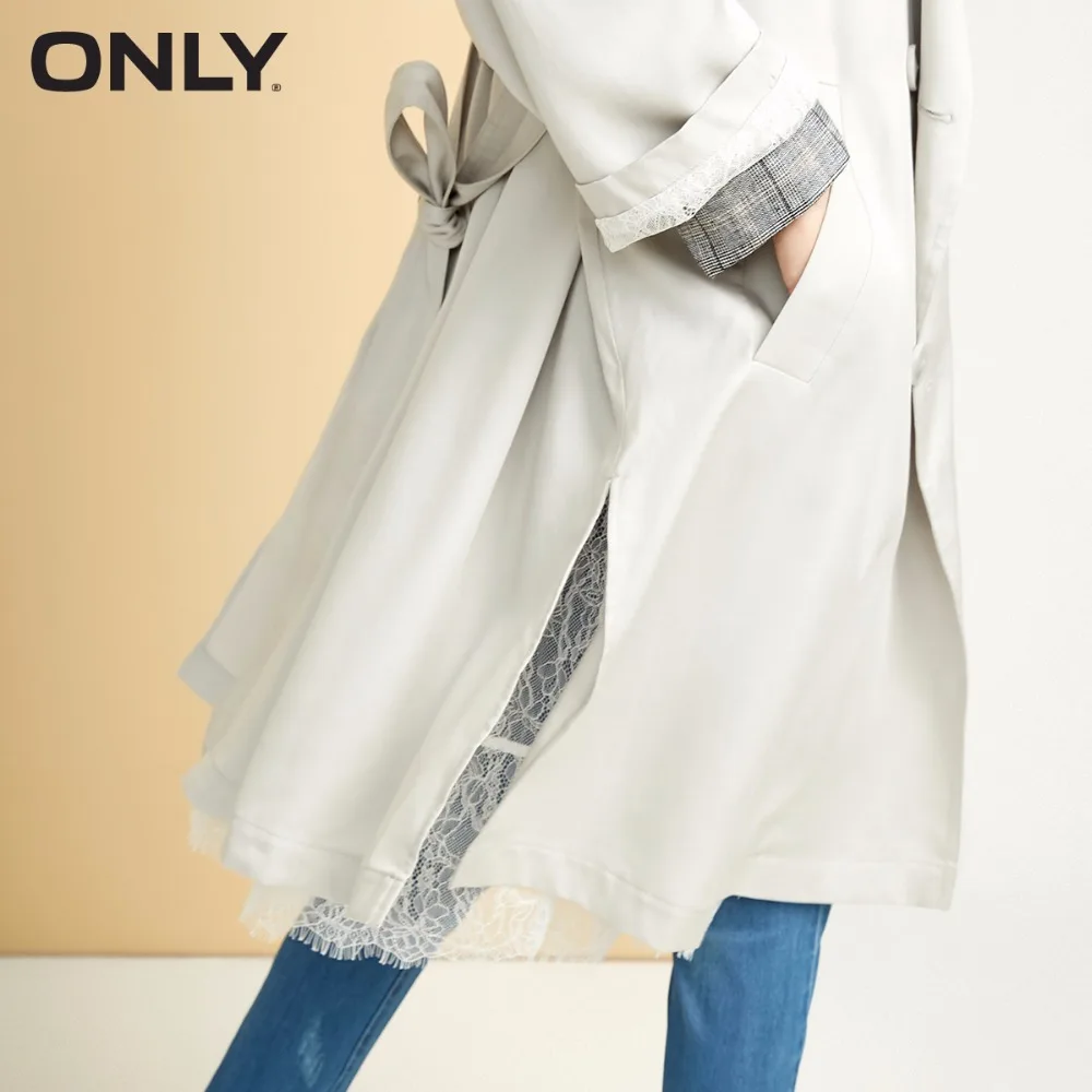 Только женское двубортное ветрозащитное пальто с кружевной подкладкой и боковыми разрезами | 118336567