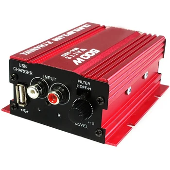 

Hi-Fi Mini Portable Car Motorcycle Stereo Loudspeaker Box 12V/20W Car Audio Amplifier Player For MP3/USB Red