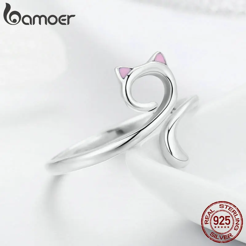 BAMOER горячая распродажа подлинный 925 пробы серебряный озорной кот для ногтей