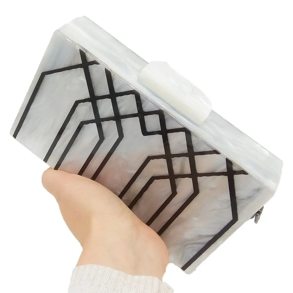 Geometric Striped Acrylic Clutch