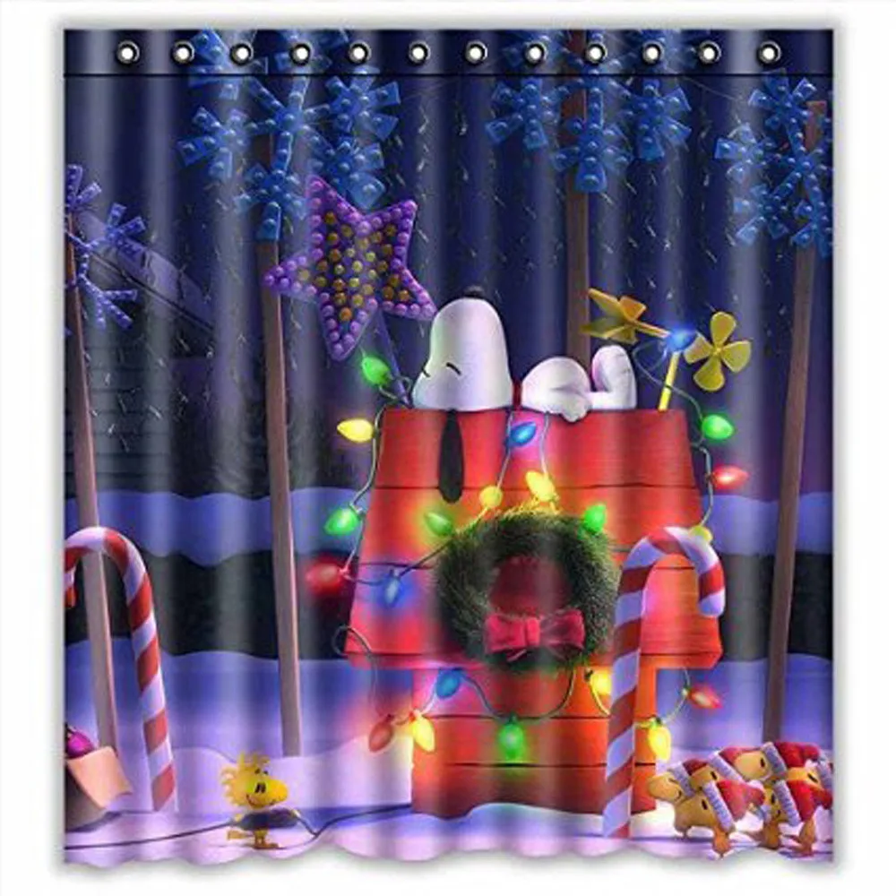 

2019 Hot Sale Custom Merry Christmas Fabric Waterproof Bathroom Shower Curtain 66 x 72 Drop Shipping