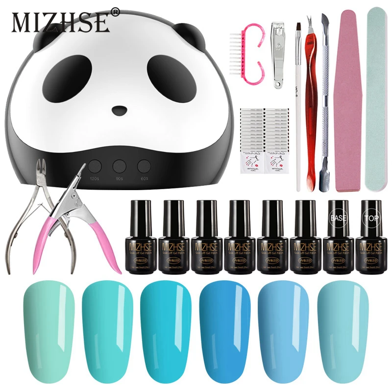 

MIZHE Gel Nails Set With 36w Lamp Manicure Semi Permanent Vernis Gellak Primer Top Unhas De Gel Kit Electric Manicure Set