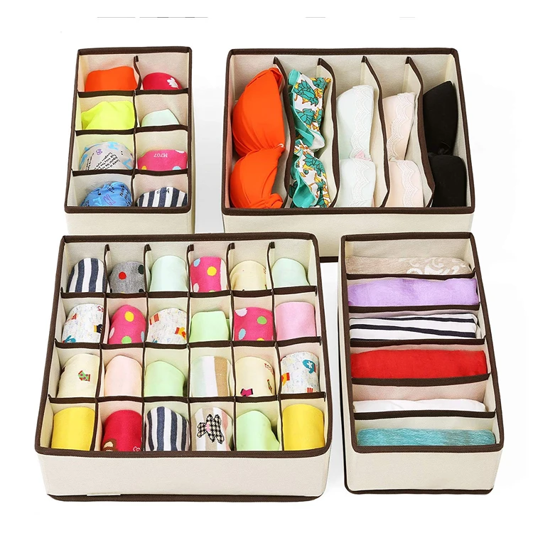 

Multi-woven Underwear Storage Closet Underwear Organizer Drawer Divider For Bras Panties Socks Ties Fabric Pants Storage Box