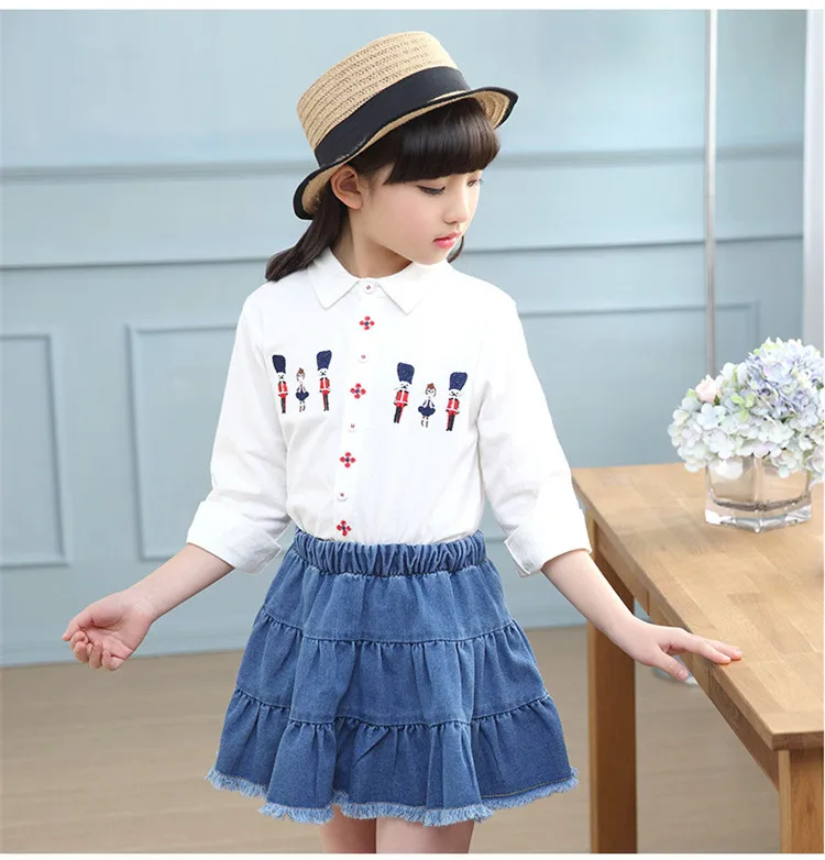 3-12 y children girls clothes denim skirt and top sets long sleeve shirts summer clothing for girl outfit 10 12 year kids set (4)