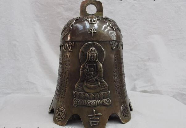 

S1079 Chinese Buddhism Temple Copper Bronze Sakyamuni Guan Yin Buddha horometer bells D0318