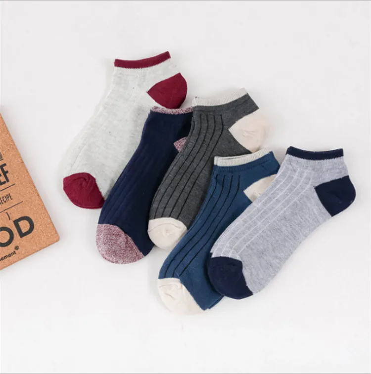 

2018 New Fashion 5 Pairs Unisex Stripe Comfortable Cotton Sock Slippers Short Ankle Socks Breathable harajuku funny socks