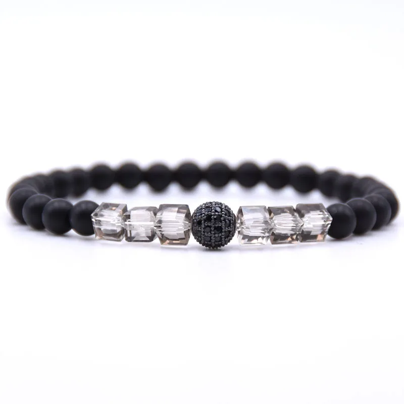 Модный 6 мм гематитовый камень с ониксом нитка из бисера квадратный браслет для