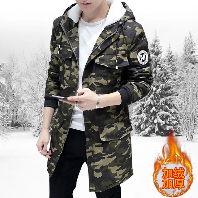 Discount Men's coat Winter Slim Men's Hooded Hooded Warmer Youth Jacket