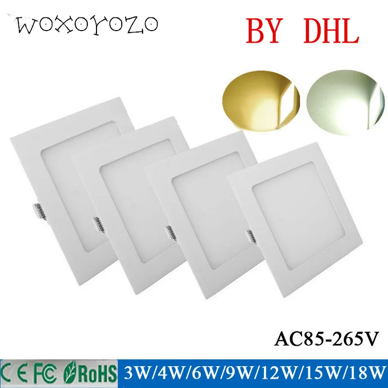 Ultra Fino Painel Quadrado 3 w 4 6 9 12 15 18 Downlights Recesso Lâmpada Quente – Frio Branco Super-fino Downlight Led