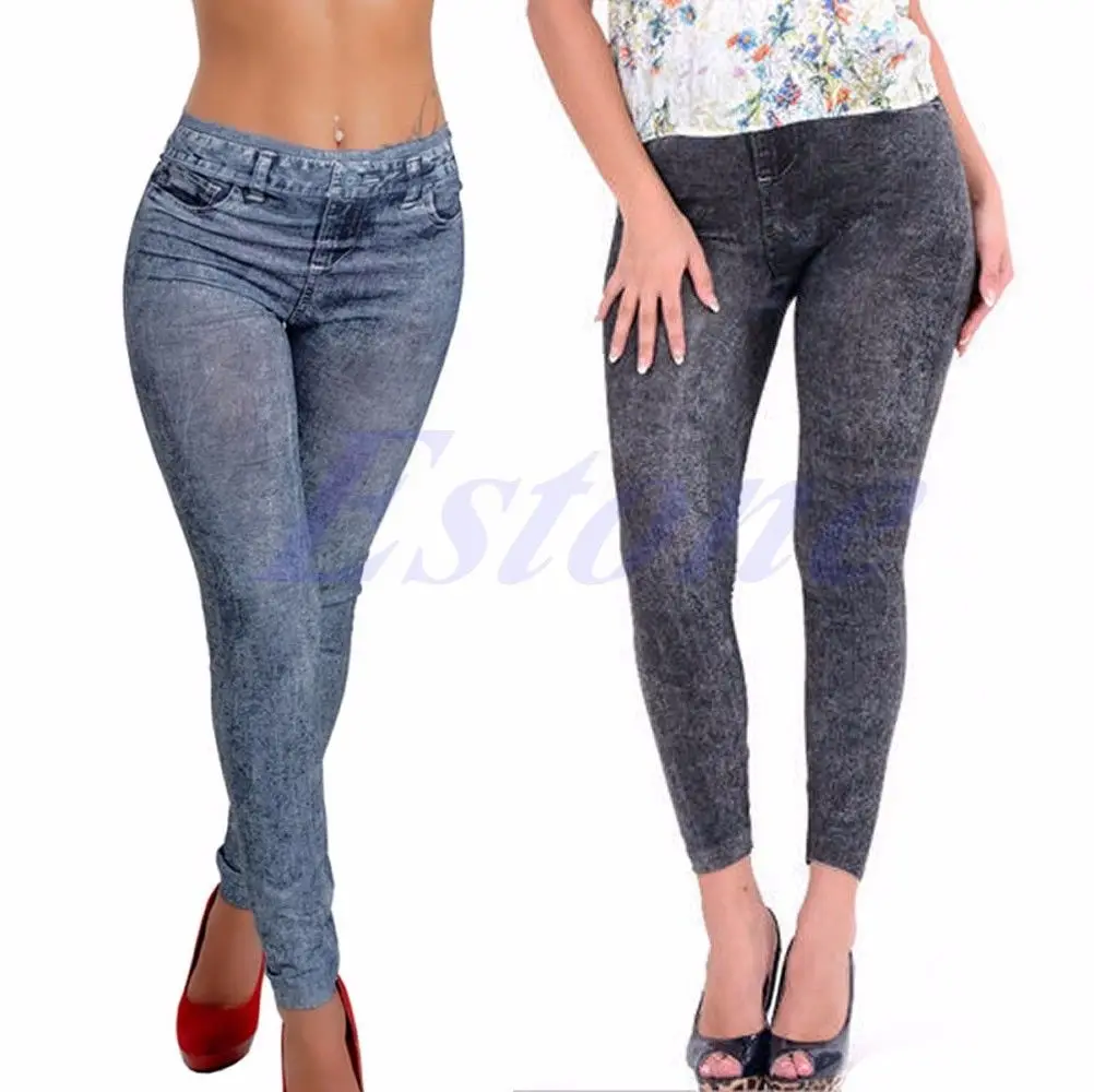 

NEW Women's Jeggings Imitated Denim Look Sexy Skinny Legging Jeans Stretch Pants F05