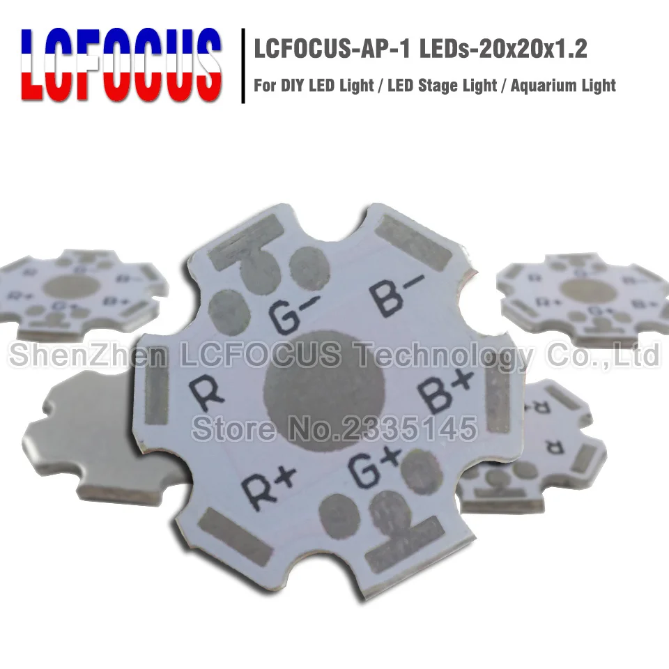 

3W 9W 6 Pin RGB LED Aluminum Base Plate 20mm Heat Sink Star PCB Board For 1 3 5 W Watt Light Beads DIY LED Stage Light Free Ship