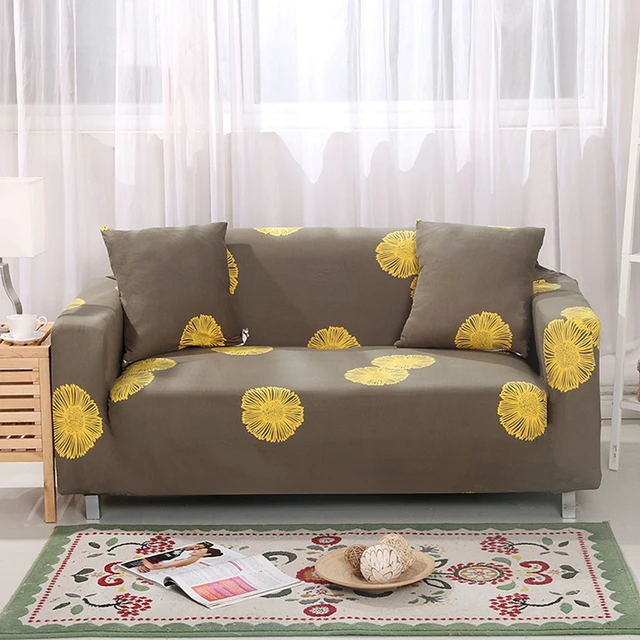 Yellow Flowers Universal Stretch Funiture Covers Polyester Corner Yellow Flowers Universal Stretch Funiture Covers Polyester Corner Couch Sofa Slipcovers Multi Size L