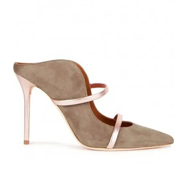 Carollabelly/пикантные женские туфли-лодочки с ремешком и острым носком; свадебные модельные туфли на высоком каблуке 10 см; женские сандалии-гладиаторы на шпильке - Цвет: matte apricot