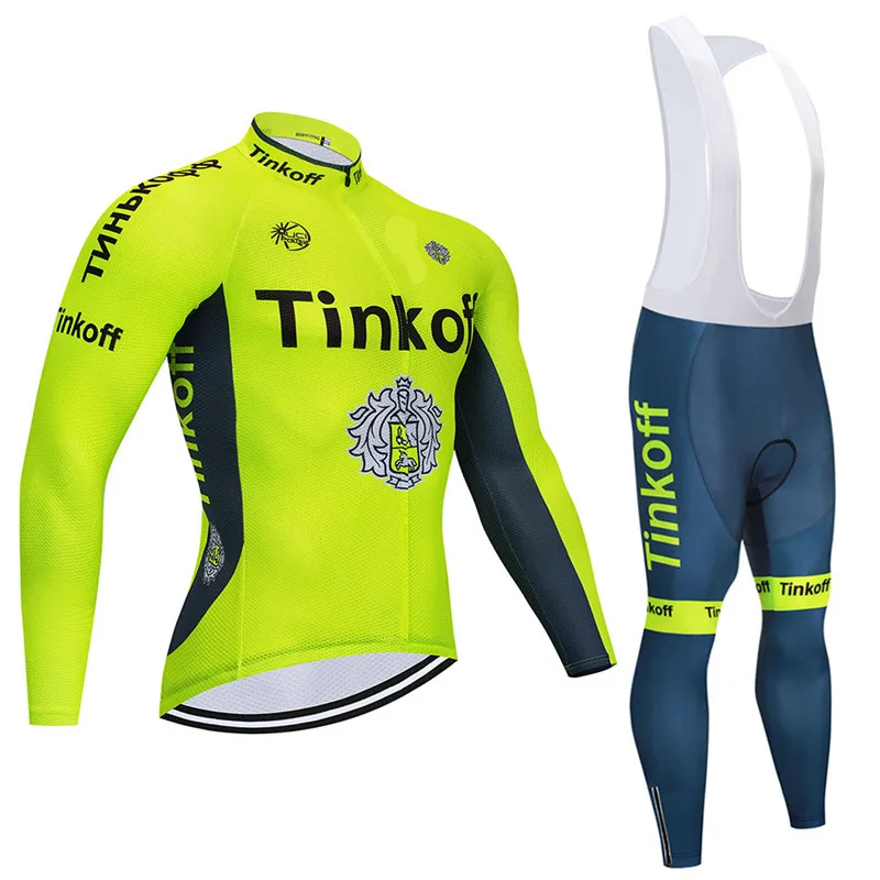 

2018 mans Saxo Bank Tinkoff Fluorescent yellow Cycling Clothing MTB Bike Wear autumn Cycling Clothing set