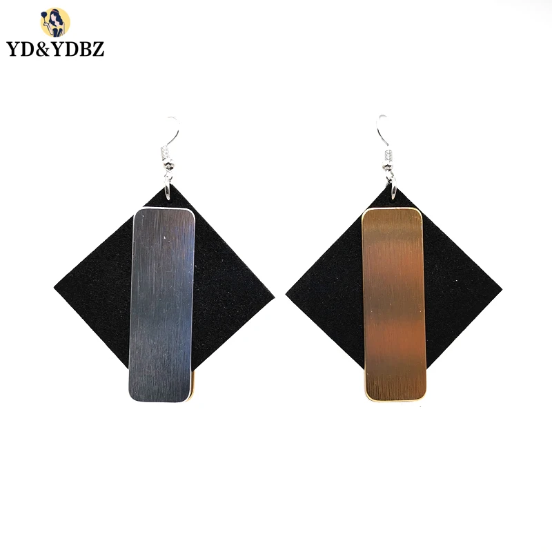 

YD&YDBZ Designer New Design Rose Gold And Silver Two Sides Color Dangle Earring Big Earrings Fashion Punk Style Womens Earring