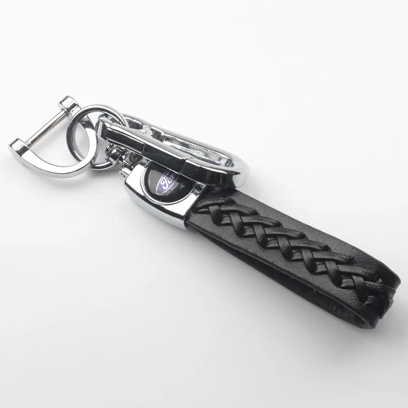 

New Hand Woven Horseshoe Buckle Car Keychain Keyring Auto Car Key Chain Rings Holder For Ford Focus Mondeo Taurus Mustang Edge