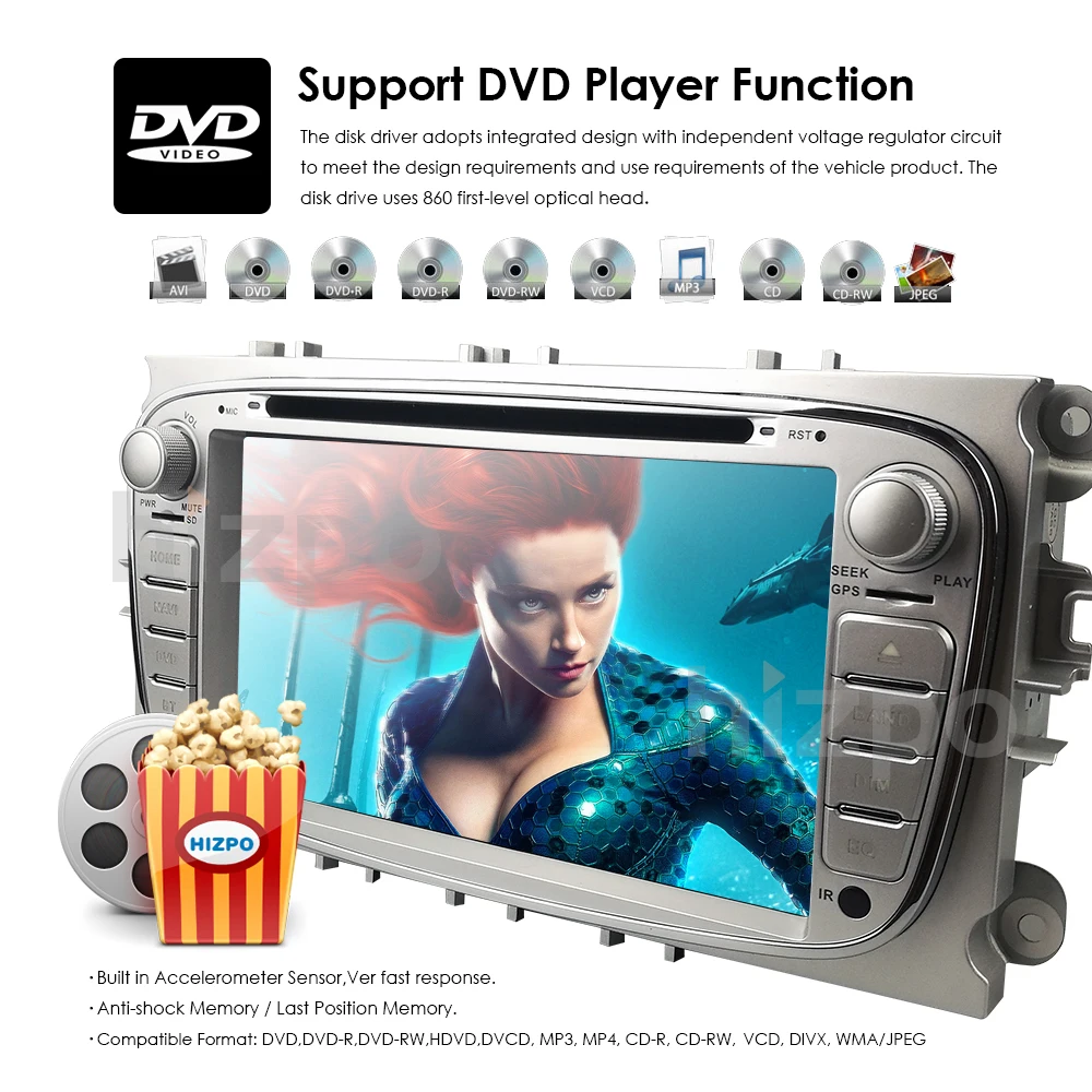 Top Car Multimedia Player GPS 2 Din car dvd player for FORD/Focus/S-MAX/Mondeo/C-MAX/Galaxy car radio USB SWC RDS DVBT CAM 8G SD MAP 3