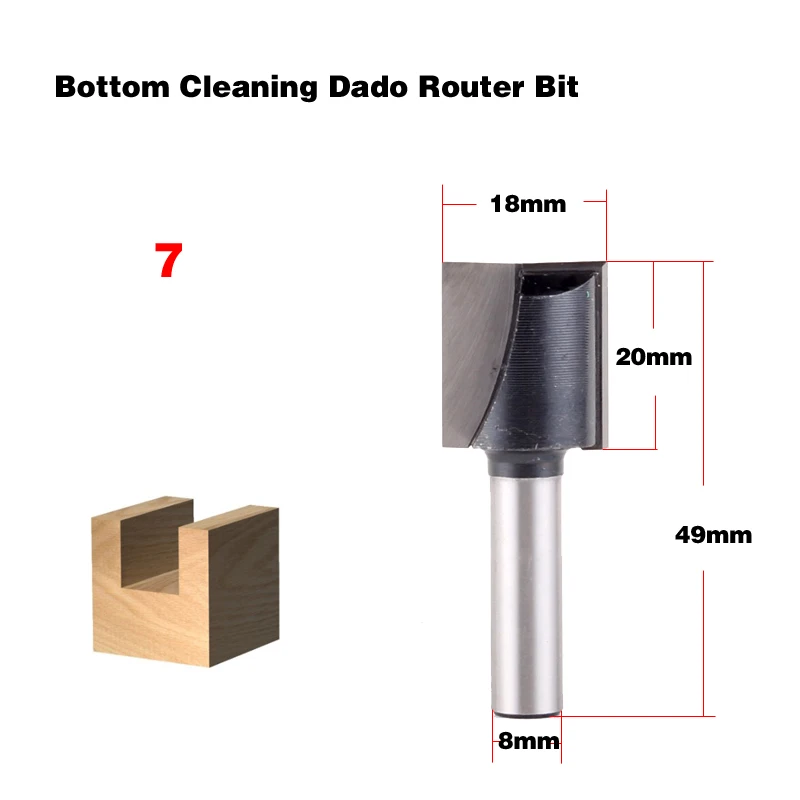 8 мм очистка нижней очистки Гравировальный Бит твердосплавный прямой/Dado маршрутизатор бит Деревообрабатывающие инструменты ЧПУ фреза Концевая фреза - Длина режущей кромки: 8MM X 18MM