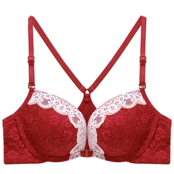 

Female Wire Free Front Buckle Lace-Side Underwear Y-line Straps Beauty Back Small Chest Thick Mold Gather Bra New Sexy Underwear