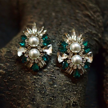 

925 Sterling silver Famous brand girlfriend gift Baroque Imperial Retro court style palace Shourouk stud Earrings Women jewelry