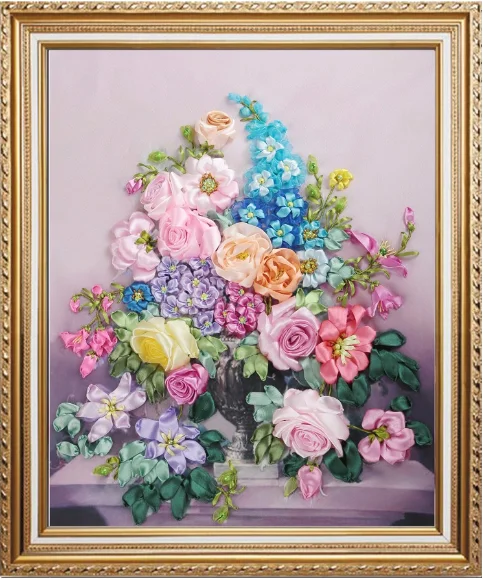 Картина с цветами 60x50 см|ribbon embroidery kits diy|diy embroiderydecorative decorative |