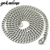 Gokadima (40 см-60 см), 3 мм шириной, кубинская Цепочка Из Нержавеющей Стали Цепочка на шею для мужчин или женщин аксессуары, оптовая продажа, WN001 - изображение