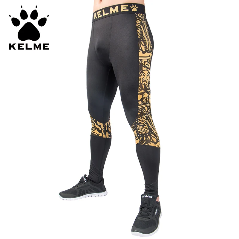 

KELME Men Totem Compression Tights Gym Bodybuilding Training High Elasticity Tights Pants Male Leggings Bottom K16Z7002