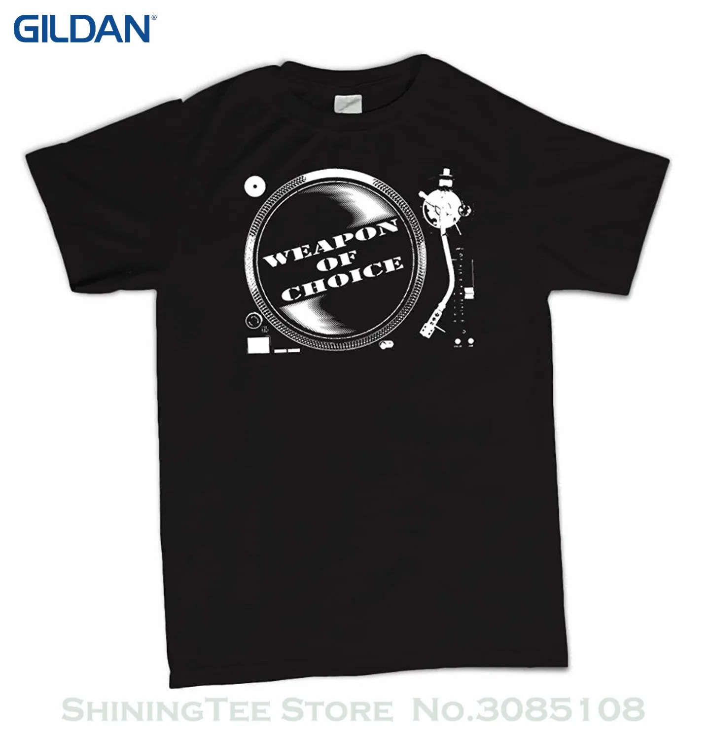 High Quality Custom Printed Tops Hipster Tees T-shirt Weapon Of Choice Dj Turntable Club Wear T-shirt