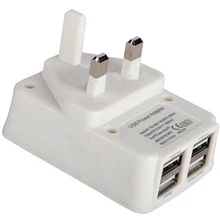 4 Ports USB Travel Charging With UK Plug White