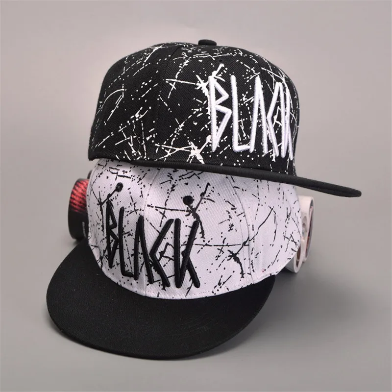 New Arrival Letter Black Baseball Caps Graffiti White And Black Color Hip Hop Hat For Men Women