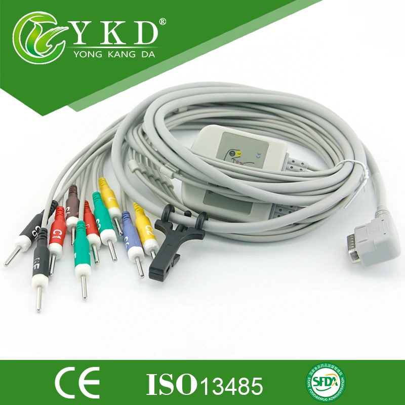 

One-Piece Series EKG cable with leads integrated 10 leadwires Din 3.0, IEC for KENZ PC-109